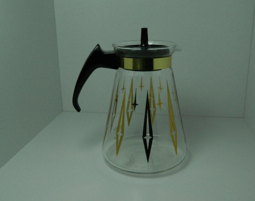 Mid Century Glass Starburst Pyrex Coffee Pitcher