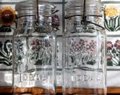 2 Ball Ideal 1-Quart Square Jars - Glass Lids and Wire Bale Closures - Farmhouse - Lanterns - Collectibles - Weddings - Kitchen Storage