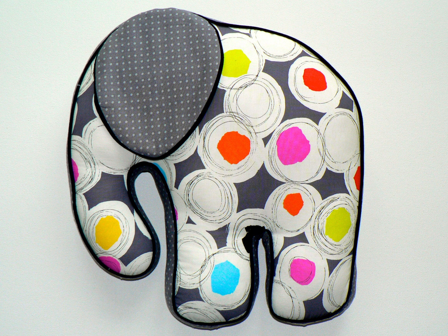 Elephant Pillow Gray and Neon - ready to ship