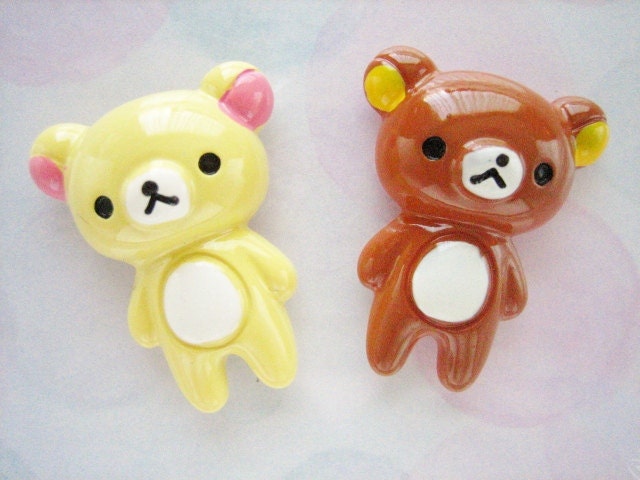 4pcs - Rilakkuma and Korilakkuma Kitschy Full Body Set Decoden Cabochon (34x27mm) RK10006