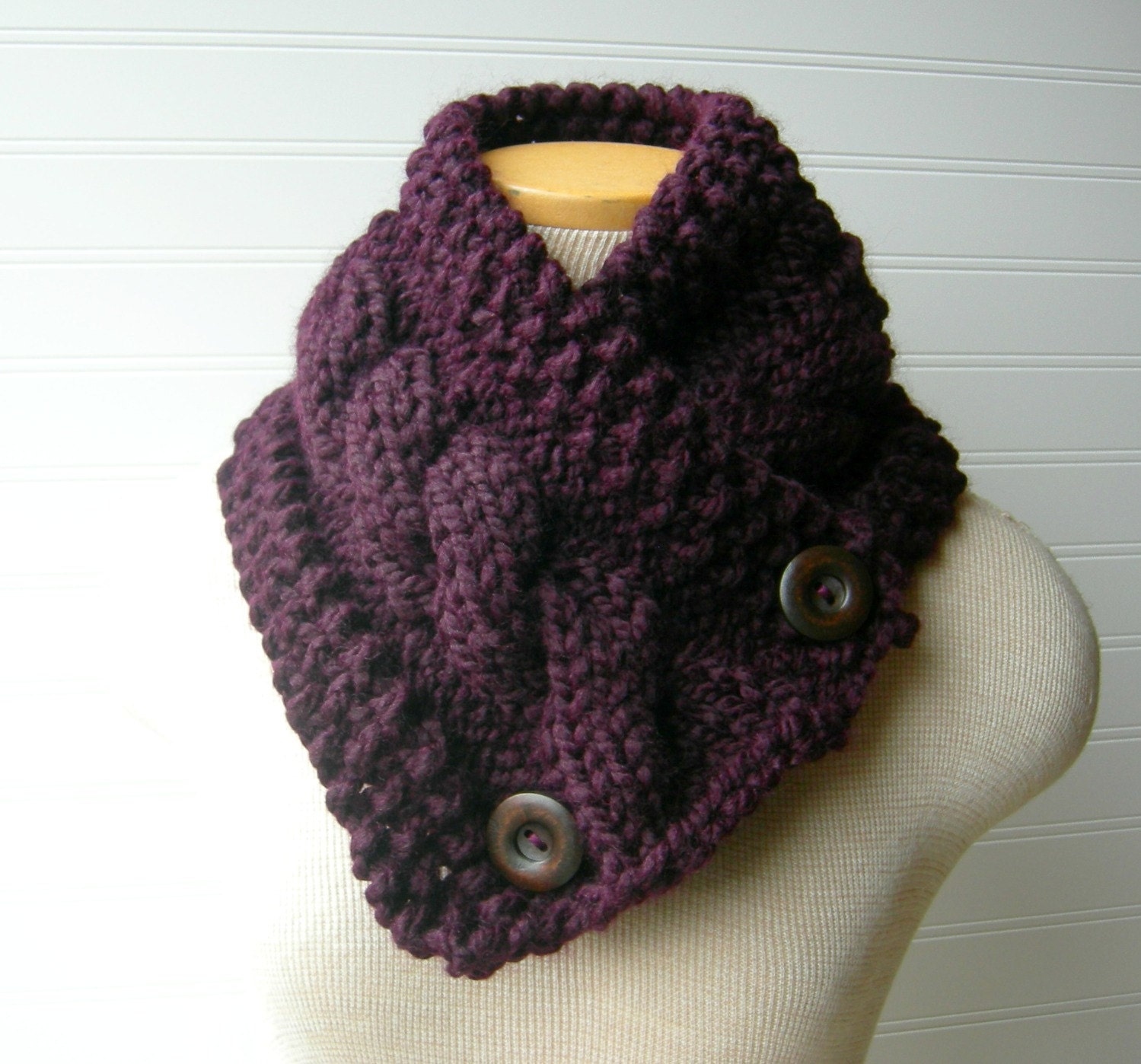 Purple Eggplant Windy City Cowl Scarf, Fall Winter City Fashion