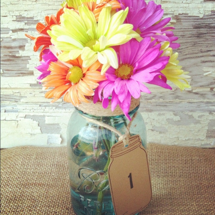 Wedding Table Numbers Country Mason Jar Wedding Table Numbers Burlap Brown Kraft Paper Mason Jar Table Numbers With Twine Fall Wedding