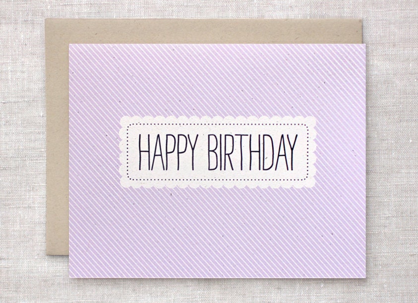 Spring Birthday Card - Striped Spring Purple, Recycled