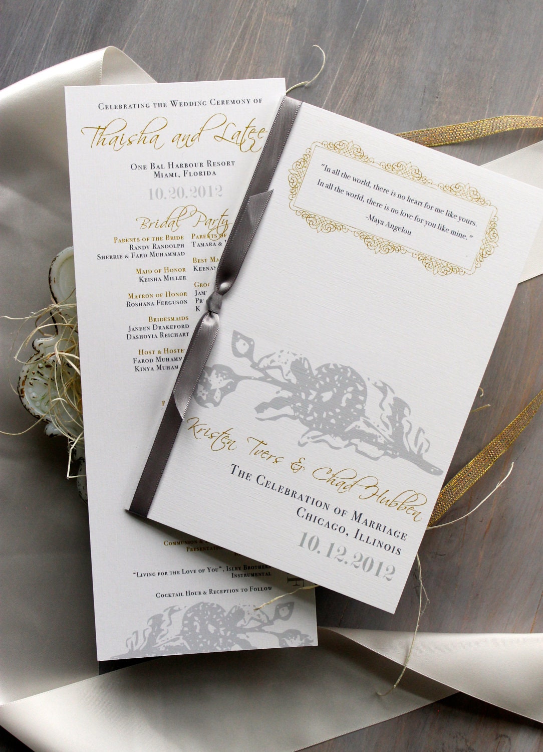 Modern Romance - Gold & Gray Elegant Wedding Ceremony Programs - Purchase to Start the Ordering Process