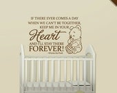Nursery Wall Decal Quote: Winnie the Pooh Heart Forever Quote Removable Vinyl Sticker