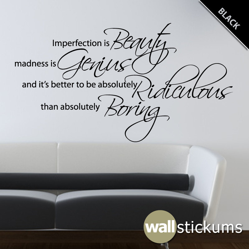 Marilyn Monroe Wall Decal Quote Vinyl Imperfection by WallStickums