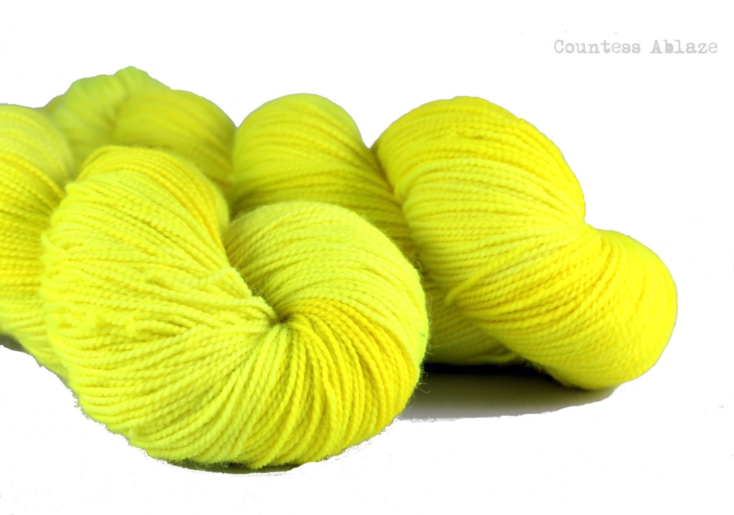 MCN yarn fingering - hand dyed neon  - merino cashmere nylon - "What Can I Say, It's Bright" - UK Seller - Count Cashmerino High Twist