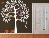 Tree Wall Decal Squirrels Decal Baby Room Decor Nursery Wall Decals-Shelving Tree and Squirrels-Designed by PopDecors