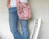 Cross Body Hobo Bag. Slouch Bag T-Shirt Purse. soft pink and brown camo mix. fresh fashion. Spring Accessory. Mothers Day Gift for Her