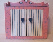 Handmade Decorated Blue Pink Vintage Wood Table Wall Decor Cabinet