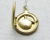 Autumn Harvest Apple Personalized Locket Necklace - Fall Wedding - Gift for Teacher - New Yorker