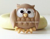 Owl mold 654 - silicone  mold, craft mold, porcelain mold, jewelry mold, food mold, pop up mold, clays mold, flexible mold