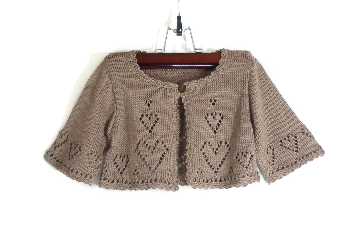 Knitted Baby Bolero Jacket - Light Brown, 2 - 2.5 years