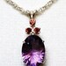 Fluorite and garnet accent pendant, w/ 18" sterling silver cable chain, gifts for her  "Lovely"