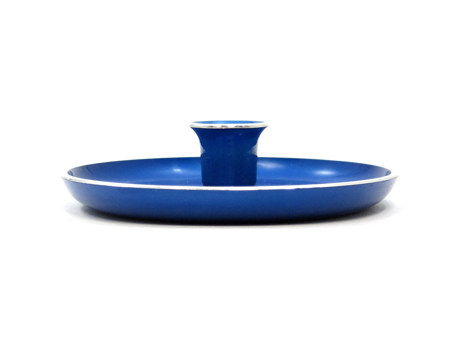 Mid Century Emalox Blue Candle Holder