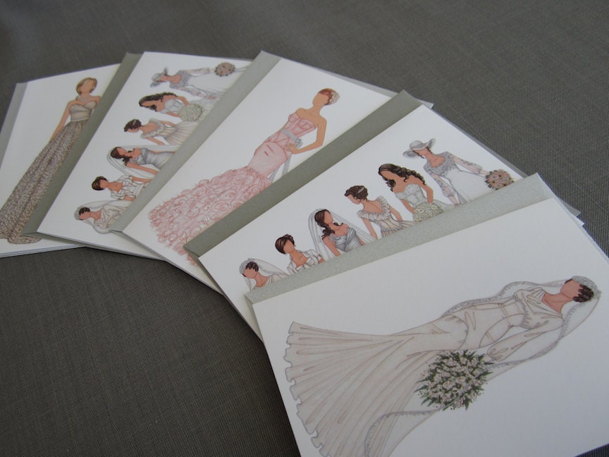 Bridal Fashion Illustration Note Cards (Set C)