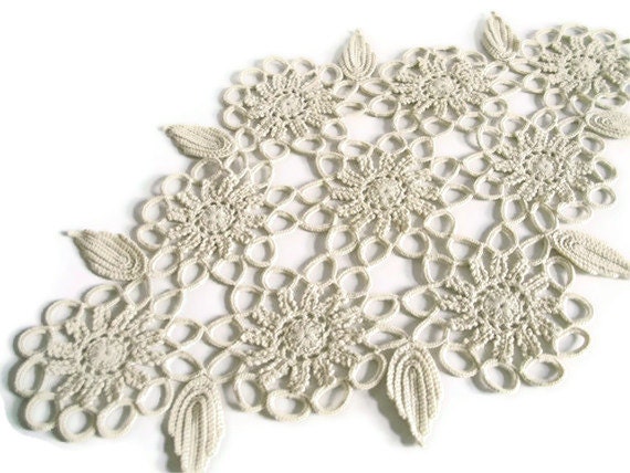 Vintage Diamond Crochet flower doily Kitchen Shabby chic Romantic Garden Table decoration