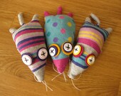 mole sock toy, sock monster, sock monkey, rice monster, monster, squeazle