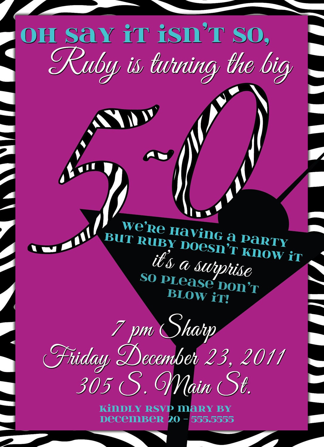 Female 50th Birthday Invitation Templates