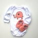 Elephant Organic White Onesie Baby Girl with Organic Shoes 0 3 6 12 18 months- Baby Clothes Eco Friendly Clothing Pink Gift for baby
