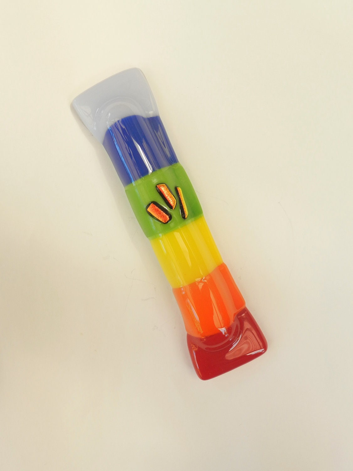 Rainbow / Pride fused glass mezuzah mezuza handmade dalit glass