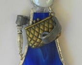 Girl magnet stained glass (vitrage) handmade by dalit glass free shipping