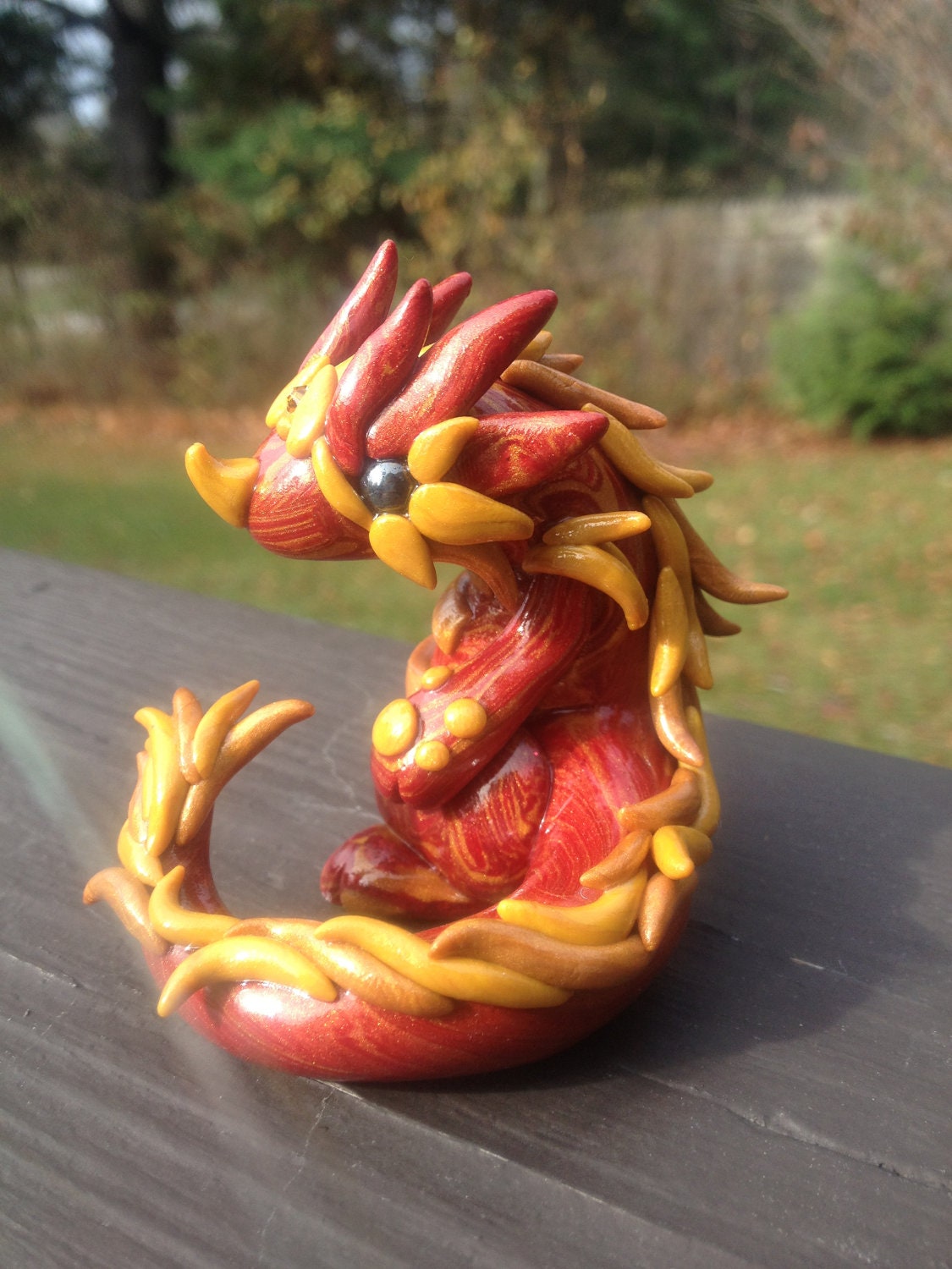 Fire Oriental Dragon Sculpture