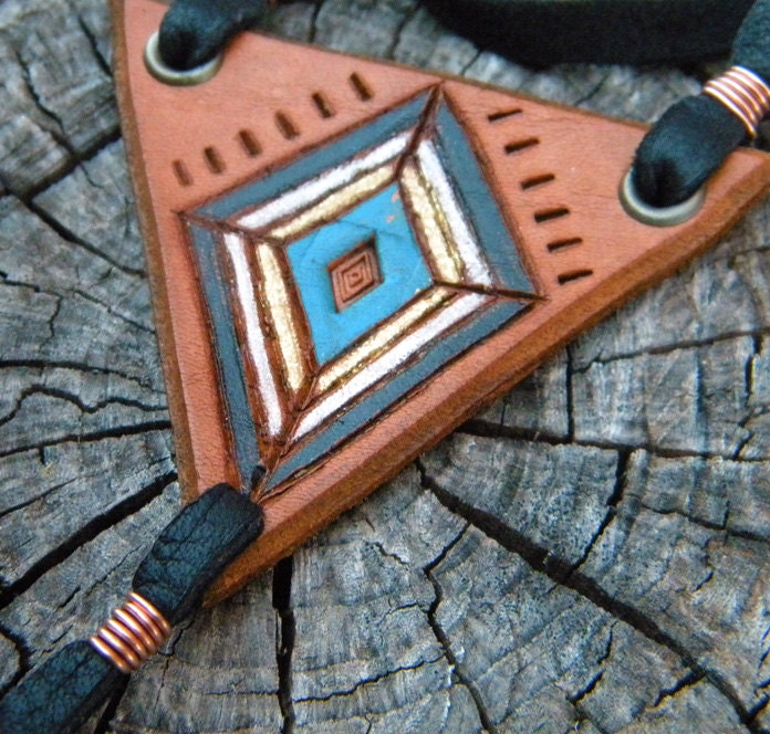 Triangle Branded Leather Necklace
