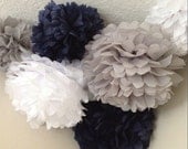 6 Nursery Tissue Poms- Shark party