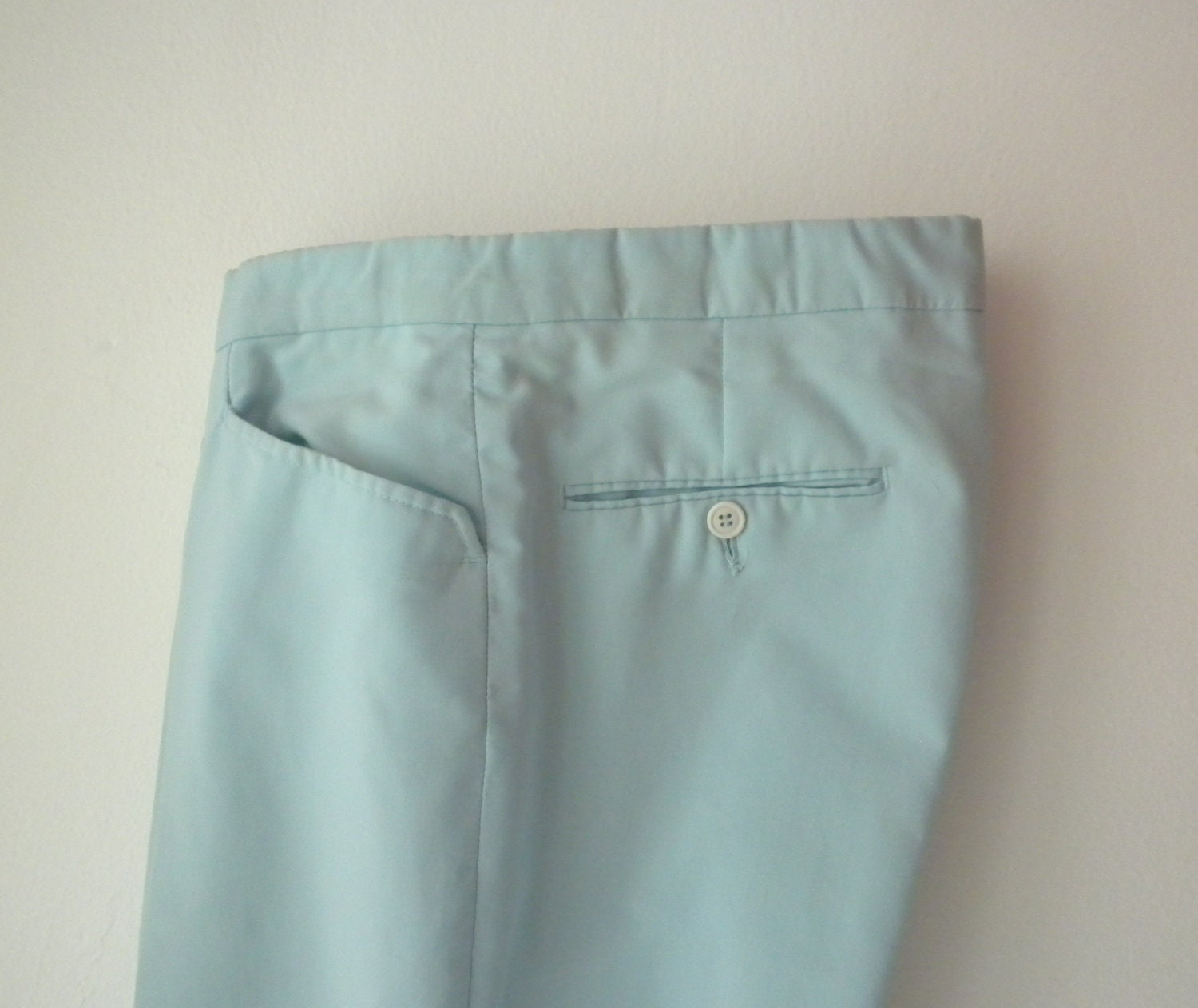 70s Mens Pants / Slacks / Baby Blue Mens pants / 35" Waist / Flat Front / Golf pants