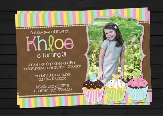 Sweet Cupcake Shoppe Birthday Invitation Digital File YOU-PRINT Il_570xn