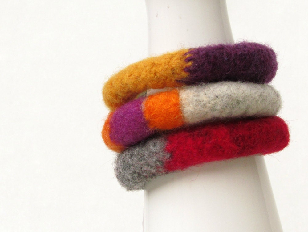 Felt bracelet bright color - eco-friendly soft jewelry - CHOOSE ONE BANGLE