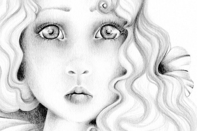 Pencil Drawing an Original Pencil Drawing Fine Art Fantasy Illustration / Drawing  Black and White grey ohtteam