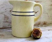 Vintage Cream Pitcher with Blue Stripes