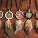 FREE SHIPPING, Dreamcatcher necklace with guinea feather, recycled yarn,upcycled,native american, color option,hippie,boho,southwest
