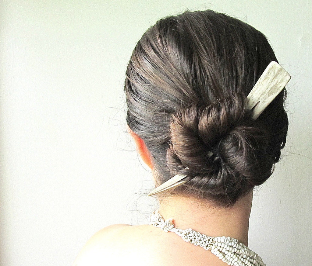 Hair Fork Stick Deer Horn Antler Bone Hair Pin Native American Steampunk Wearable Taxidermy