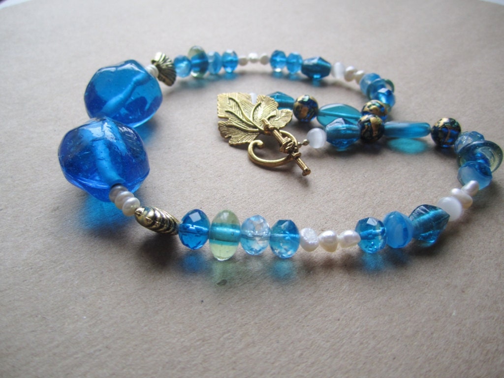 Blue Statement Glassbead Necklace