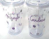 Bridesmaids Tumblers, 1 wedding party acrylic glasses with lid and straw, polka dot glasses, flower girl juice cups
