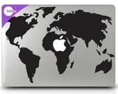 World Map decals for macbook pro home decor Macbook decals and wall decals -World Map- Decal 194