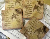 Coaster Antiqued Travertine Bird Coasters Numbers 6:24-25 Scripture Art Christian Art Doilies and Birds