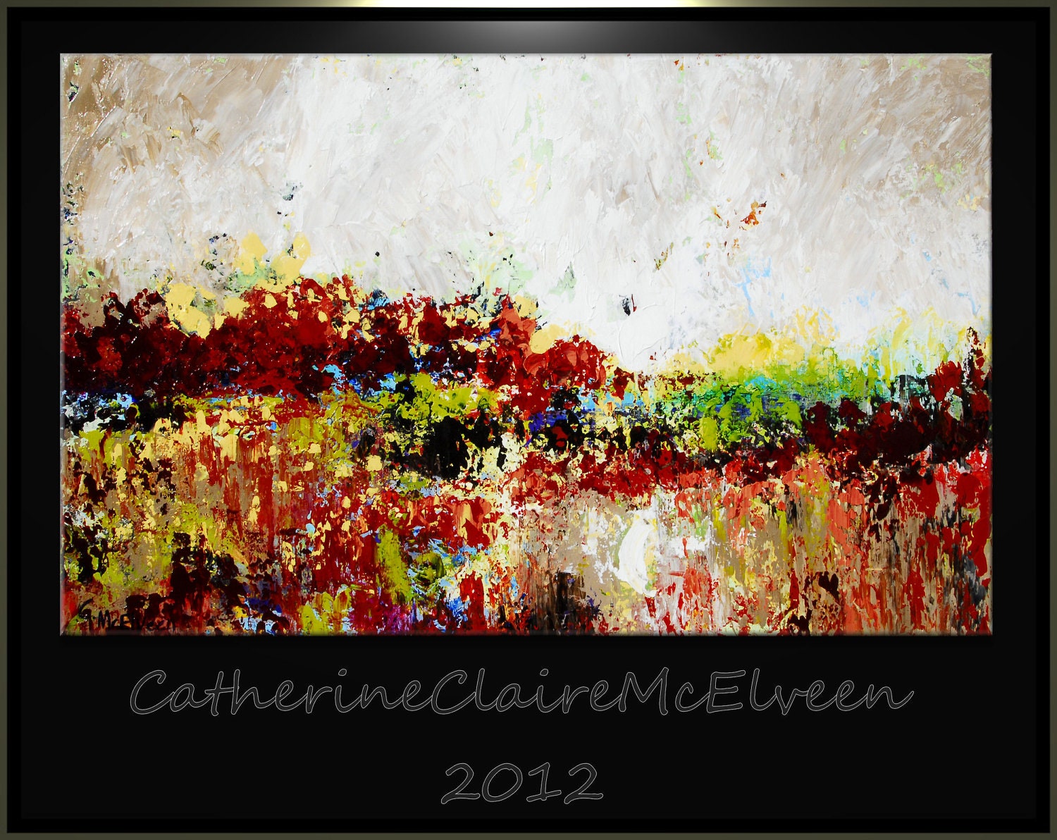Large Abstract Painting Original Art on Canvas Modern Wall Decor 48 x 24 CatherineClaireMcElveen