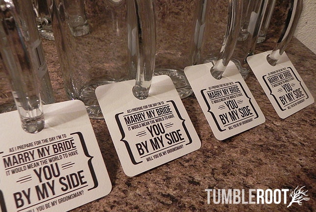 Adorable Be My Groomsman Beer Mug Tags - 9 pack