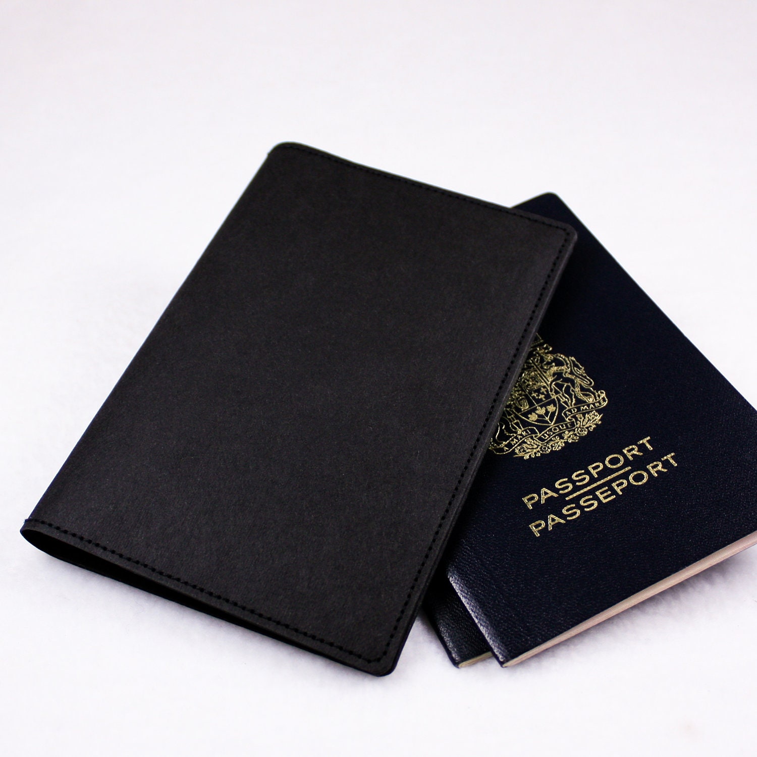 Passport Sleeve in Black made from Washable Kraft Paper