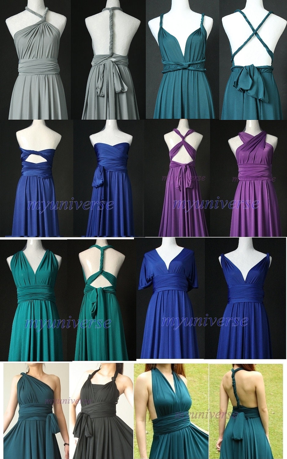 Bridesmaid Dress Full Length Infinity Dress Wrap Convertible Dress Green Evening Maxi Dress Jersey