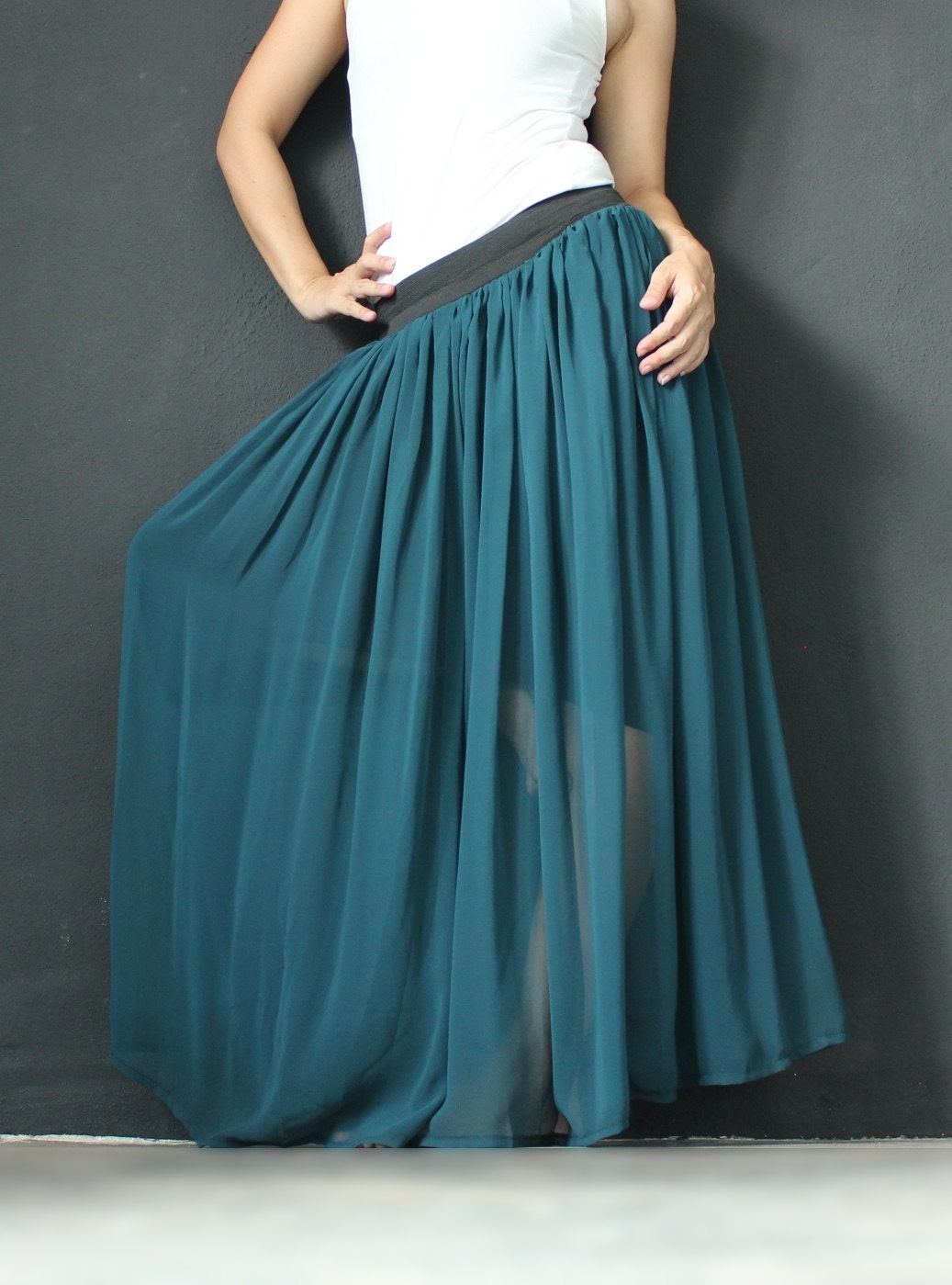 New Circle Long Skirt Women Chiffon Maxi Skirt Wide By Myuniverse