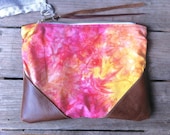 T R A V E L collection Tie dye pouch, leather corners