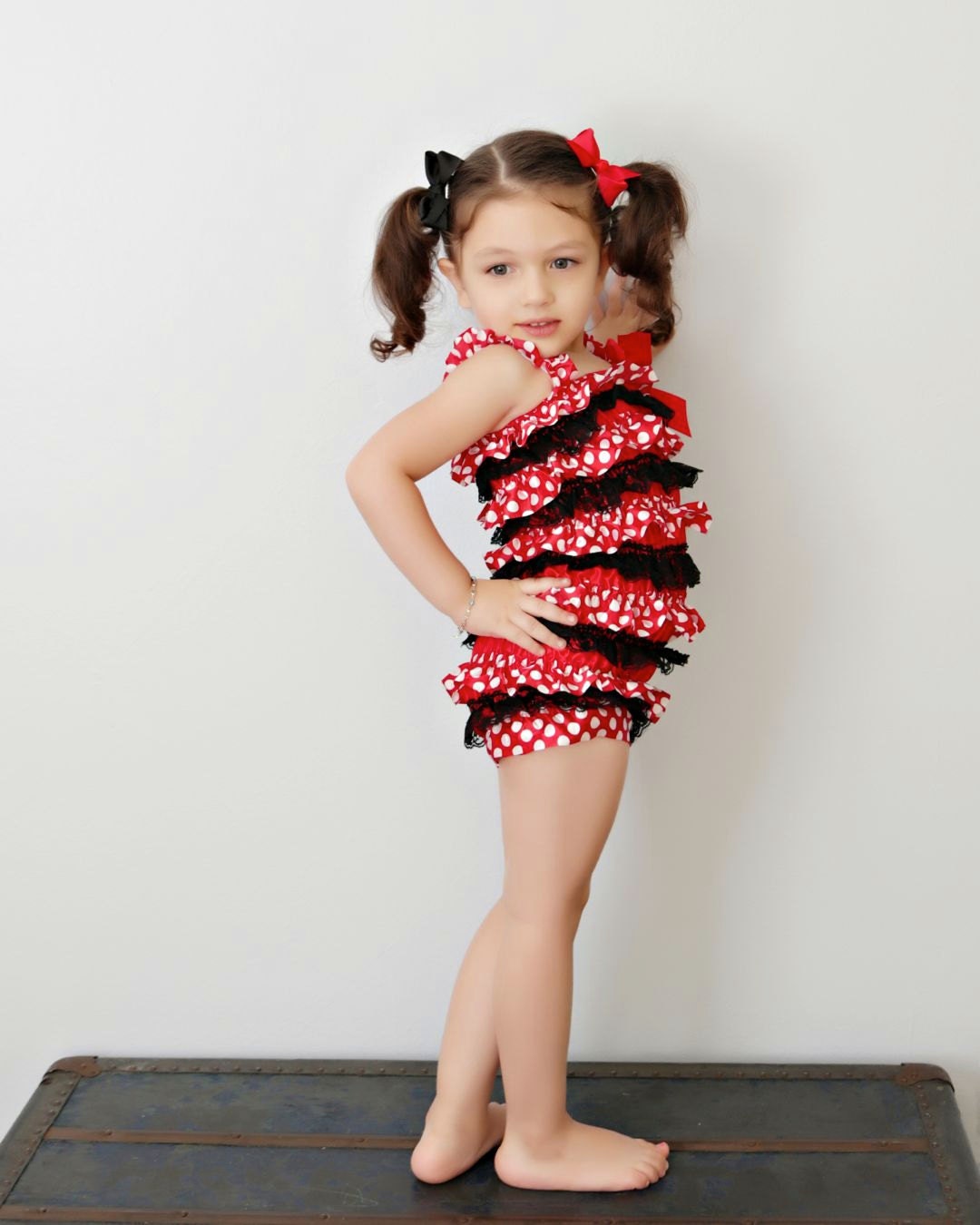Polka Dot Baby Satin Romper, MInnie Mouse Baby Romper, BIrthday Outfit -0months-6t sizes available