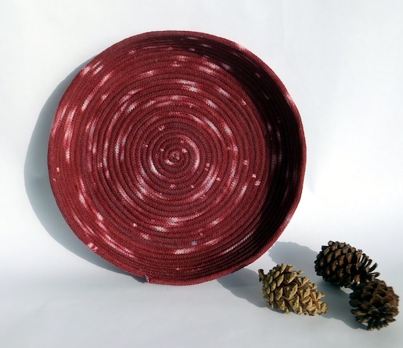 Hand dyed Coiled Rope Basket - Burgundy Red