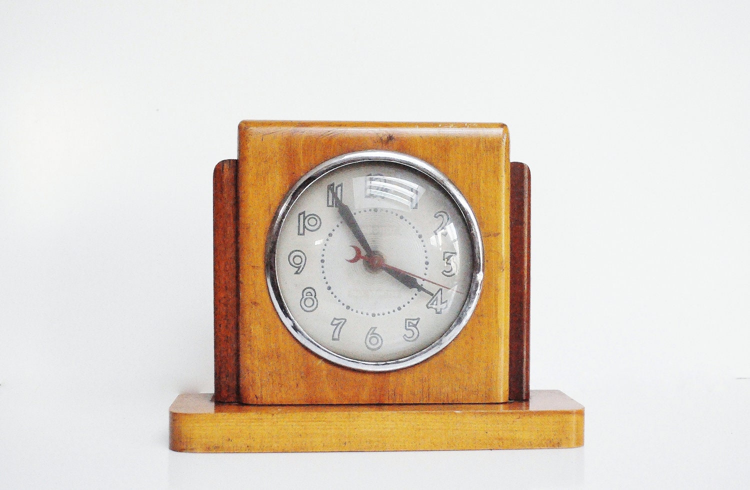 Art Deco Clock - Mid-Century Wooden Clock