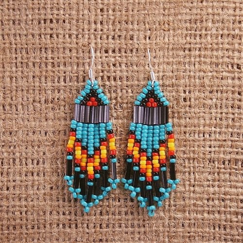 50% or More off SALE - Mini Spiritual Clarity - Beaded Southwestern Earrings w/SS 925 Ear Hooks Native American Style